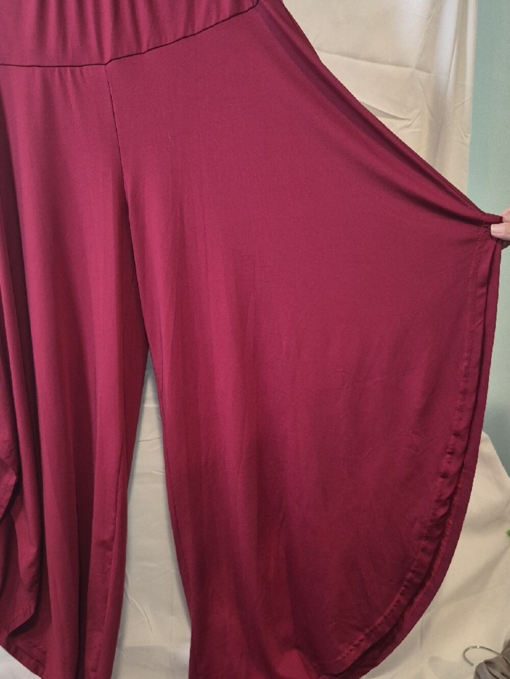 Women’s Wide-Leg Draped Palazzo Pants — Berry - Picture 2 of 6